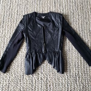 Tiere Cotton Leather Jacket, Black, size 0